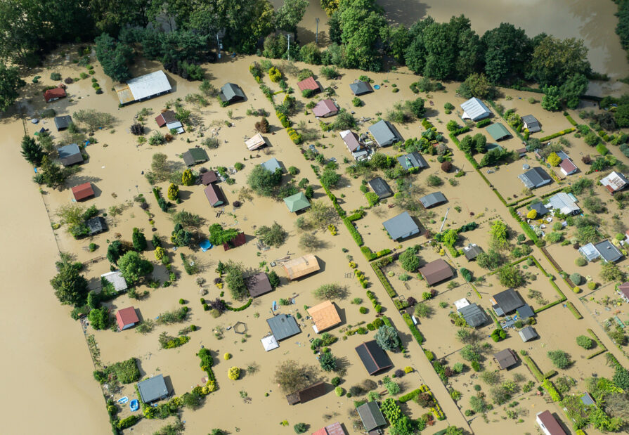 Climate crisis: flooded houses